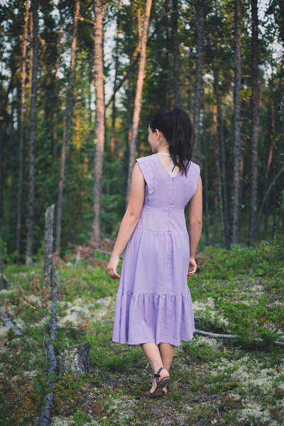 The Miss Forest Fern add-on with the midi length gathered skirt and capsleeve insert.