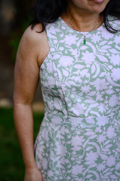 The Miss Forest dress with sleeveless bodice.