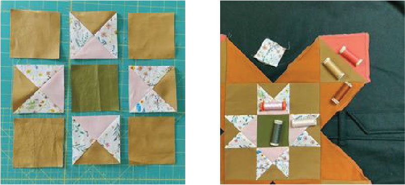 Creating quilt block detail for adding to jacket back.