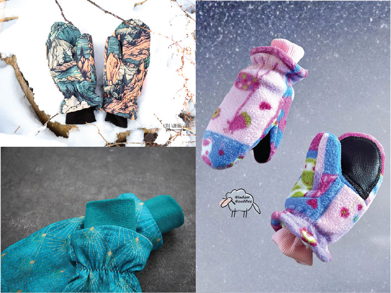 Winter mitt sewing pattern with elastic wrist PLUS inner fitted cuff.